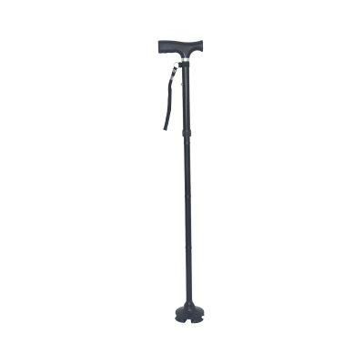 Aluminum Four Legged Walking Stick Foldable Crutch Lightweight Adjustable Quad Cane Outdoor Walking Stick