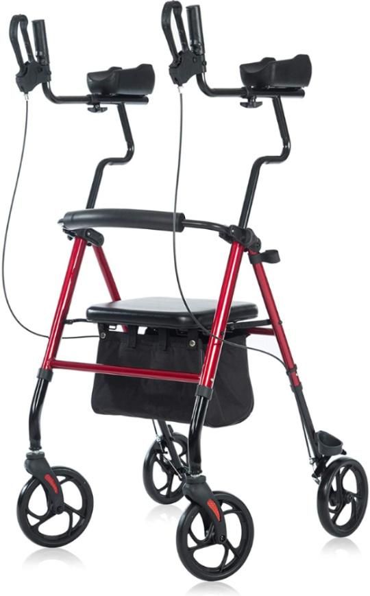 Rollator Walker Vertical Forearm Walker, Standing Disabled Scooter, Padded Seat and Backrest