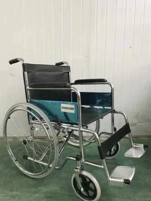 Best Price Chinese Supplier Standard Basic Steel Manual Portable Handicapped Wheel Chair