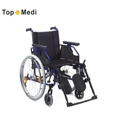 Rehabilitation Elevating Footrest Manual Aluminum Folding Wheelchair