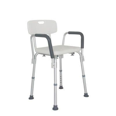 Tool Free Medical Bath Seat Aluminum Chair Shower with Back and Arms