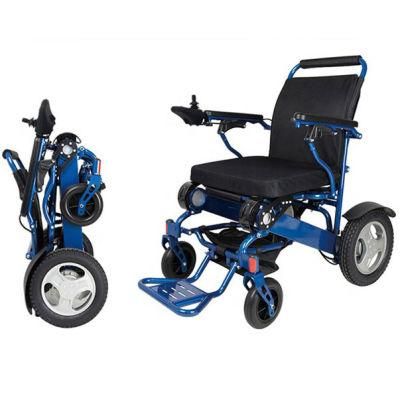 Economic Steel Electric Wheelchair with Foldable Backrest and Detachable Footrest