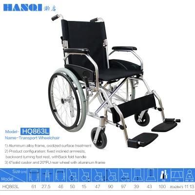 Hanqi Hq863L High Quality Light Weight Transport Manual Wheelchair