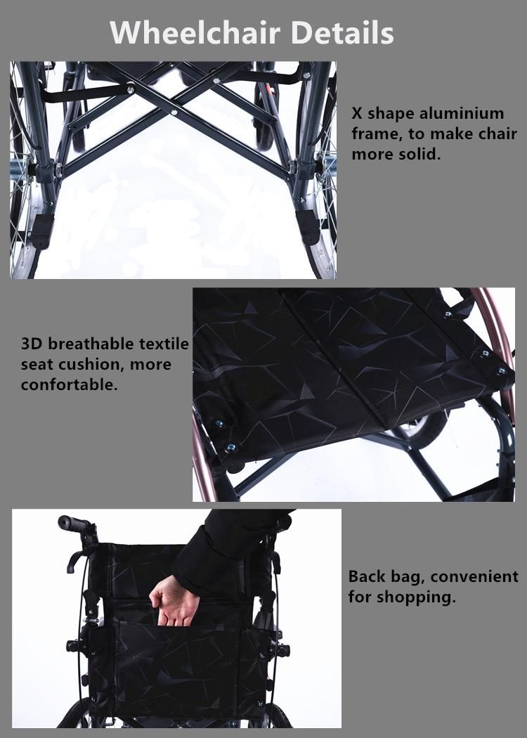 100kg Loading Folding Transport Lightweight Wheelchair