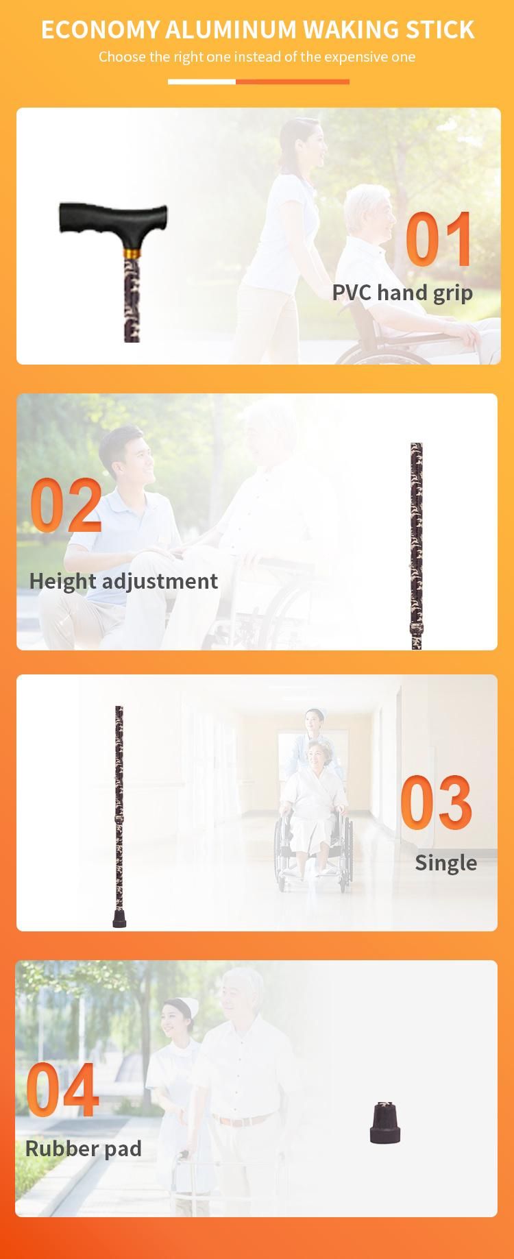 Non-Slip Grip and Foot Pad 2 Colors for Choose Aluminum Lightweight Easy Carry Cane portable Adjustable Height Walking Stick Weight Capacity 100kgs