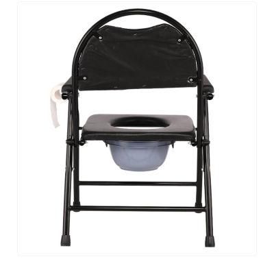 Hospital Folding Steel Commode Chair Potty Toilet Chair with Bedpan for Elderly