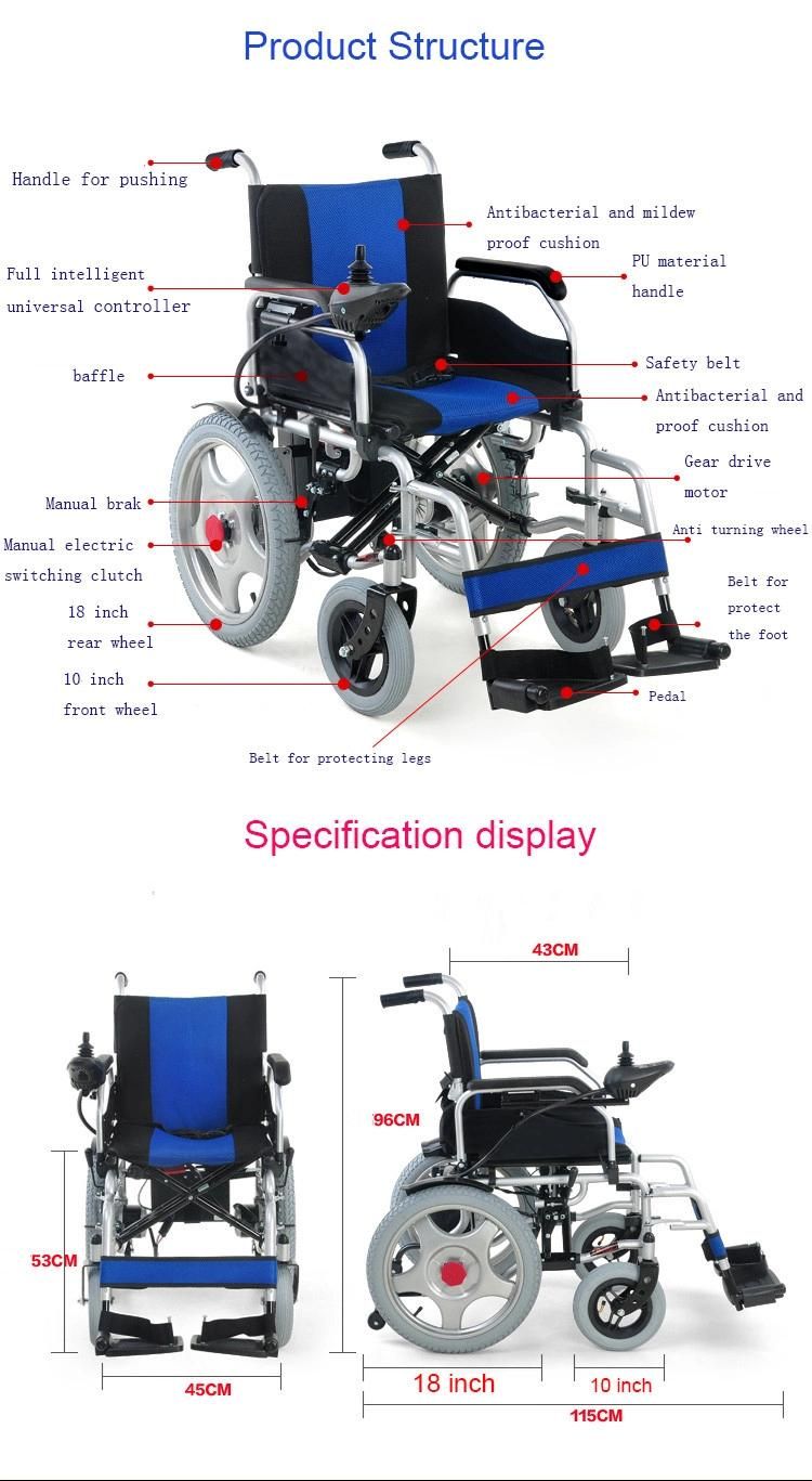 2020 Hot Selling Foldable Power Electric Wheelchair with Joystick Controller