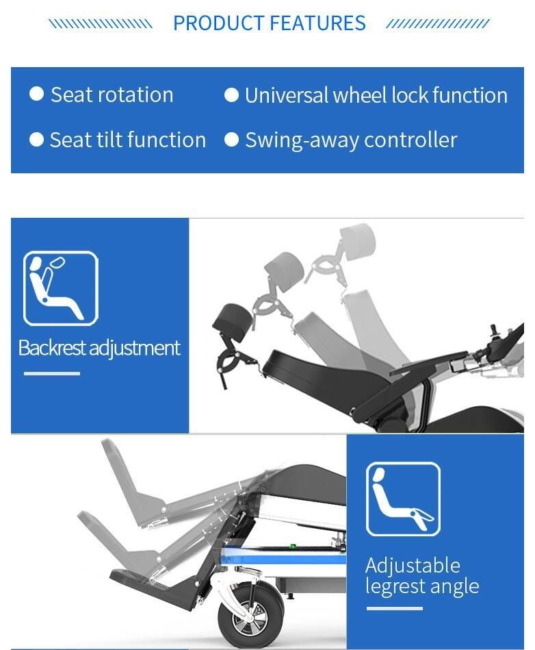 Seat Rotation Lithium Battery Folding Electric Wheelchair Factory