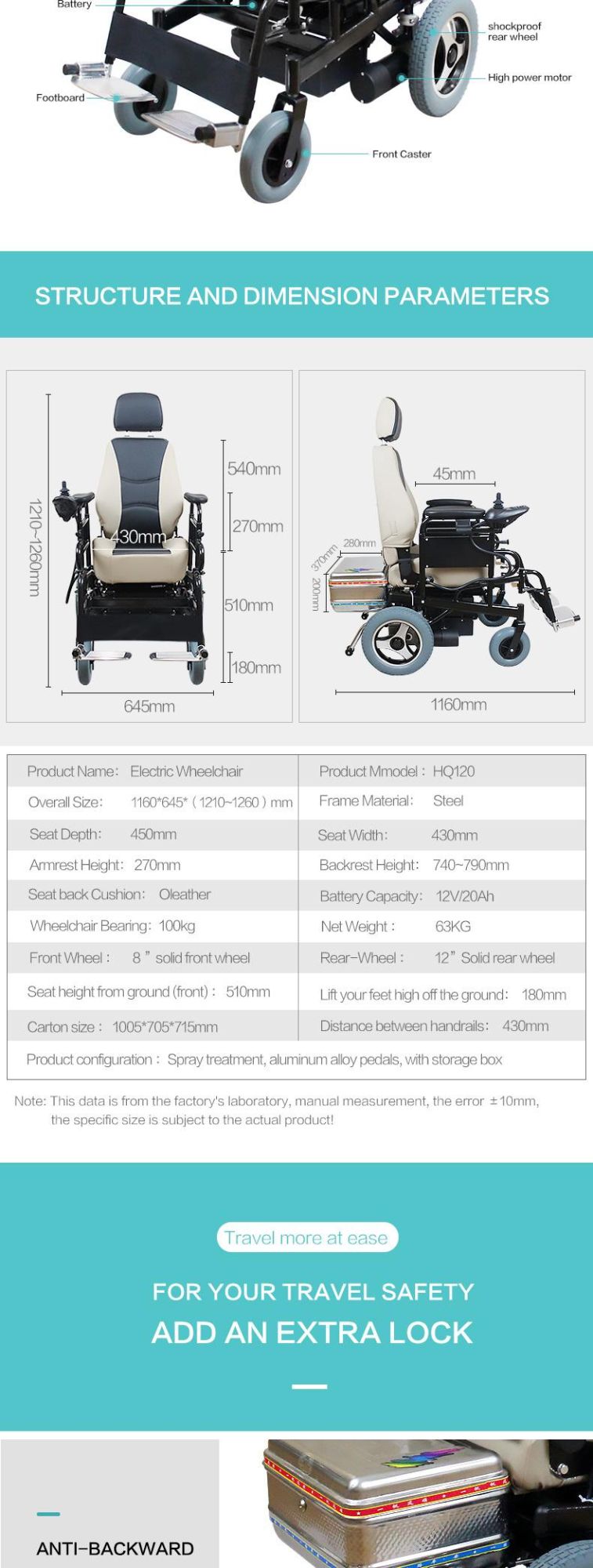 Heavy Wheel Chair Electric Power Wheelchair
