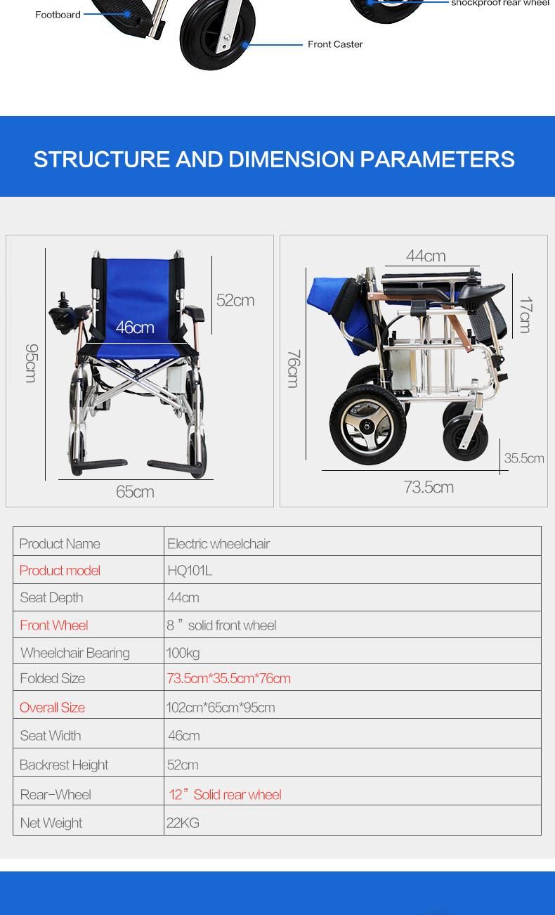 Hanqi Hq101L High Quality Foldable Electric Wheelchair for Adults and Seniors