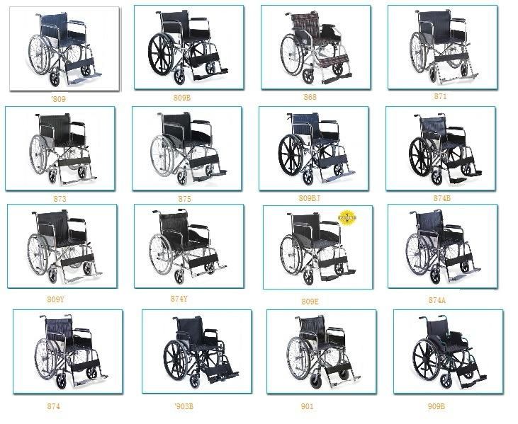 Elderly Disabled Medical Manual Aluminum Steel Transfer Transport Fold Commode Wheelchair