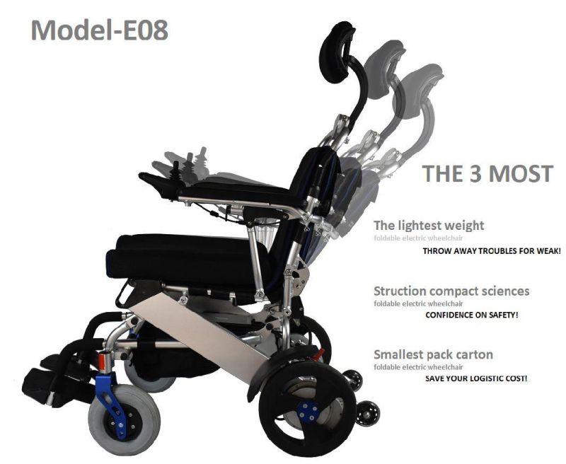 Portable Power Handicapped Light Weight Lightweight Steel Folding Foldable Aluminum Alloy Electric PF Dyn200 Lithium Battery Wheelchair with Ce&ISO