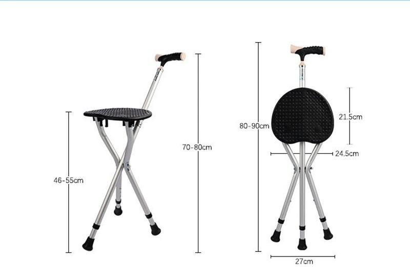 High Quality Crutches for The Elderly Aluminum Alloy Non-Slip Multifunctional Folding Stool Walking Stick for Disabled People
