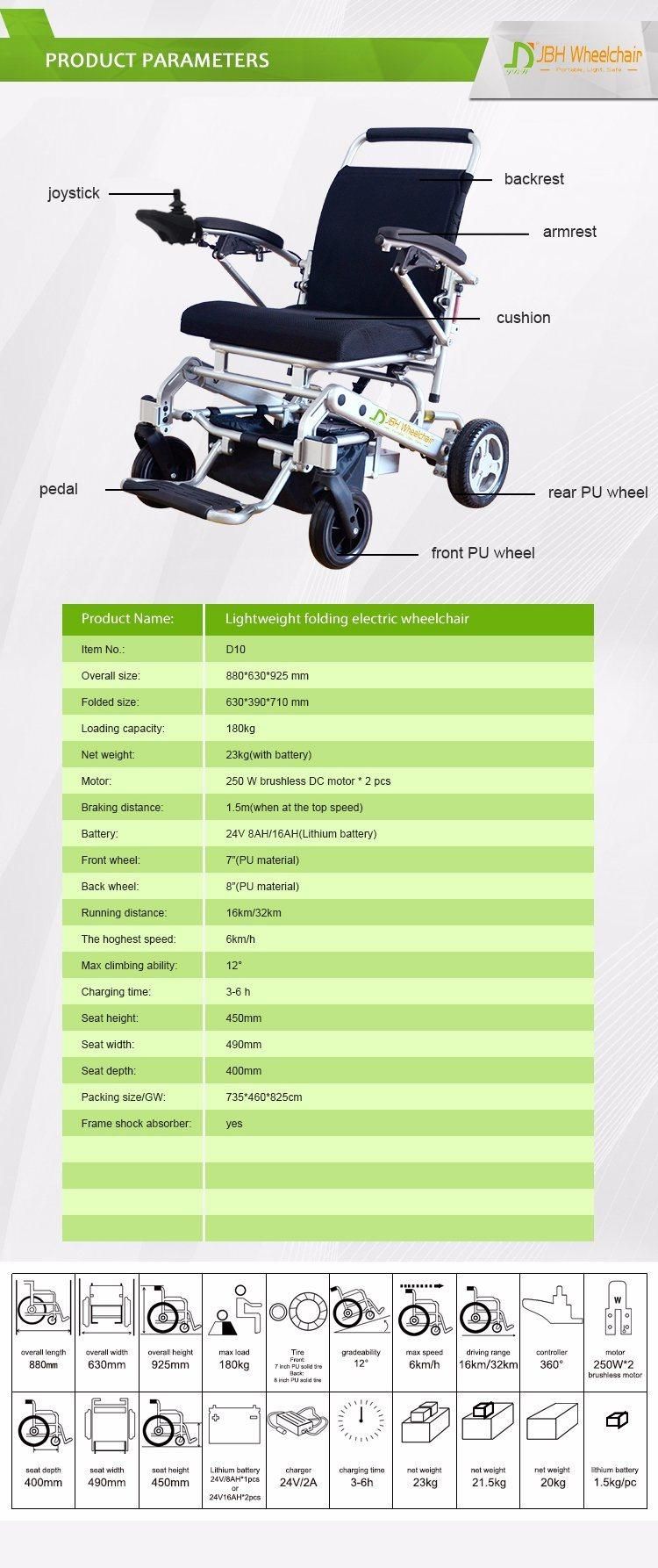 Lightweight Folding 4 Wheel Drive Magnesium Alloy Power Electric Lithium Battery Wheelchair