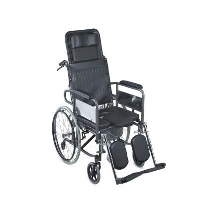 Topmedi Steel Commode Wheelchair for Handicapped