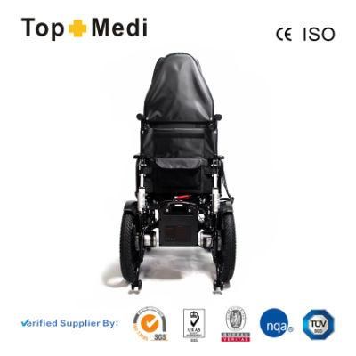 China Topmedi Reclining with Commode Stand High Back Electric Wheelchair