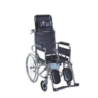 Hospital Medical Disabled Foldable Lightweight Toilet Commode Manual Wheelchair