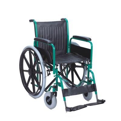 Topmedi Economic Folding Steel Wheelchair for Handicapped