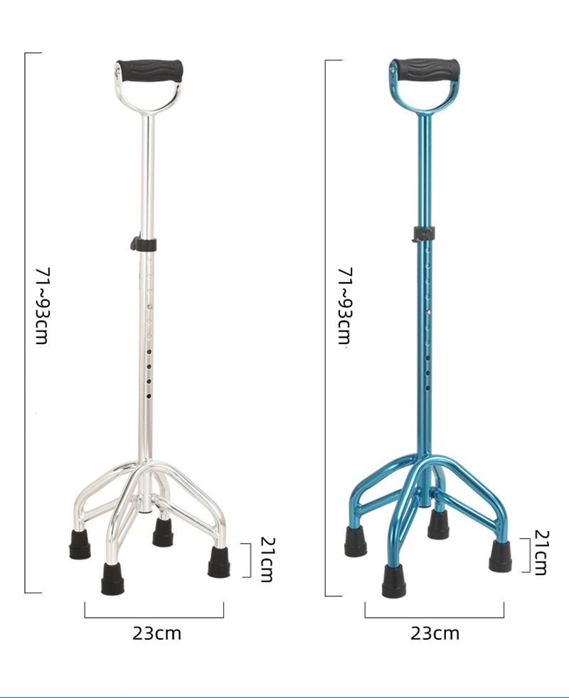 Aluminum Alloy Four-Legged Crutches 10 Grade Height Adjustable Walking Stick for The Elderly