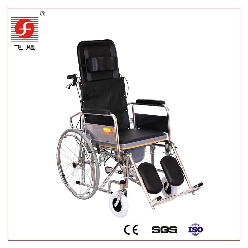 Luxury Folding Steel Reclingcommode Wheelchair