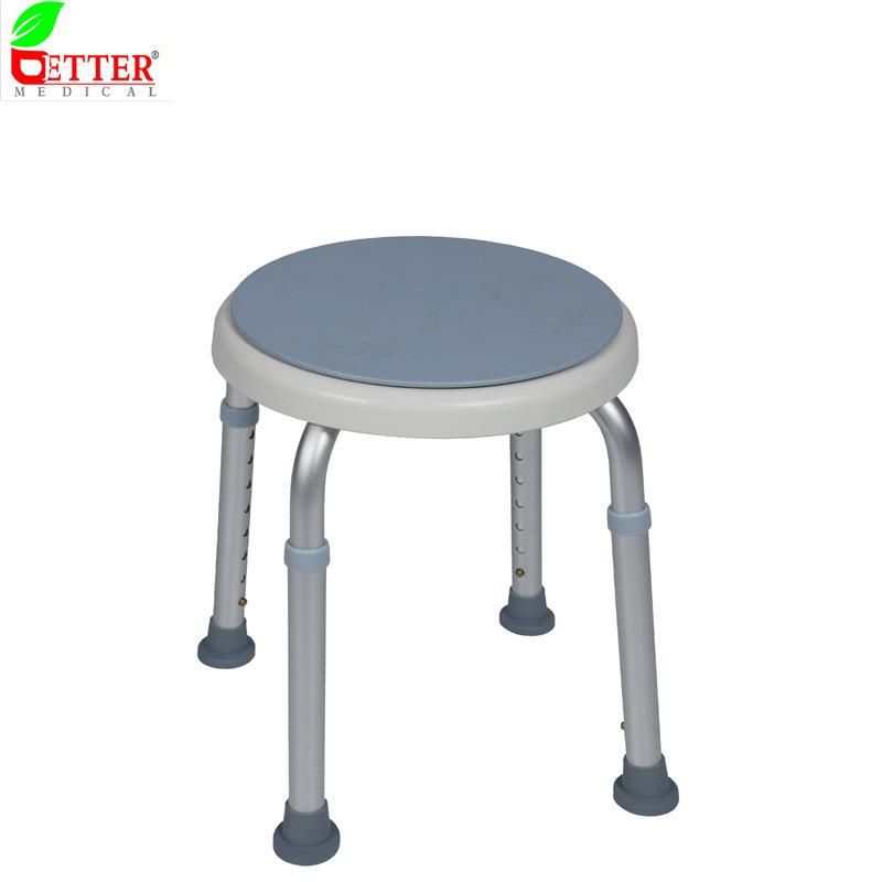 Tool Free Swivel Seat Aluminum Anodized Shower Bath Stool with Non-Slip Feet