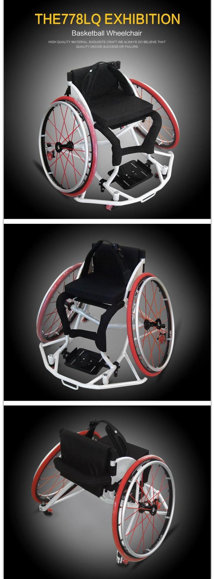 Disabled Athlete Active Training Leisure Basketball Sport Wheelchair with Spinergy Wheel