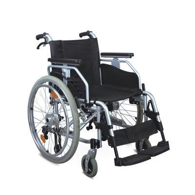 Aluminum Portable Manual Wheelchair with Adjustable Footplate for The Disabled