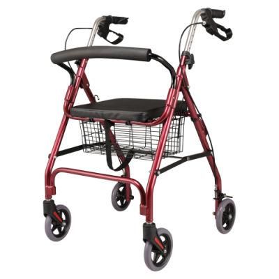 Medical Equipment Walker Aluminum Rollator with Seat Wheels and Shopping Bag