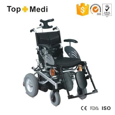 European Type Medical Equipment Powered Steel Reclining Wheelchair with Lamp