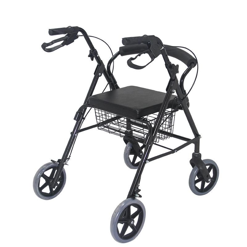 Foldable Light Weight Rollator Seat Aluminum Walker with Four Wheels