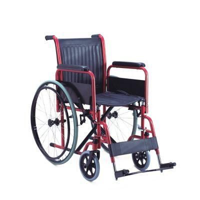 Foldable Steel Wheelchair with Detachable Footrest and Armrest