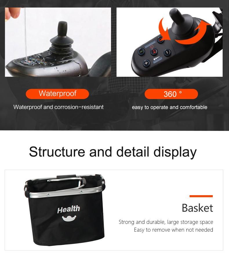 24V 6ah Lithium Battery Hot Selling Electric Folding Wheelchair for Outdoor