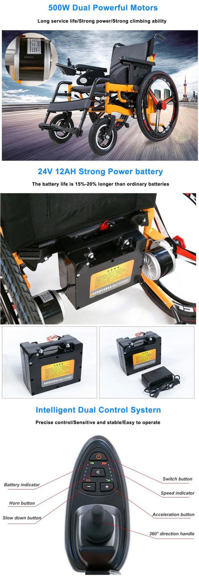 Aluminium Alloy ISO Approved Ghmed Sillas De Ruedas Mobility Scooter Electric Wheelchair Hot Sale