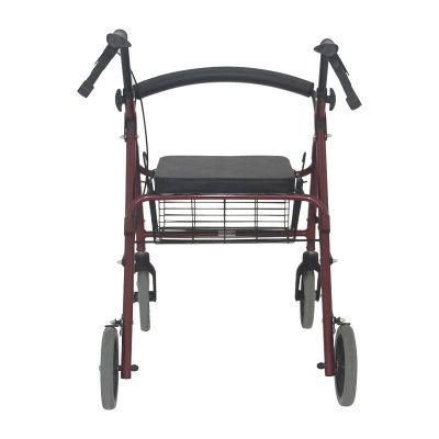 Folding Lightweight Portable Aluminum 4 Wheeled Shopping Walker Rollator for Elderly