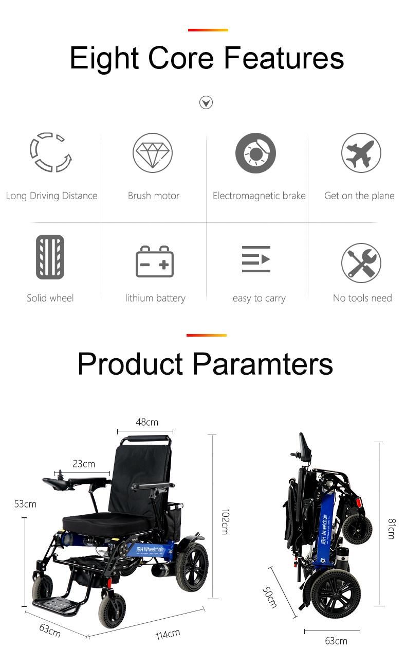 Jbh Hot Selling Comfortable Seating Electric Power Wheelchair with Lithium Battery