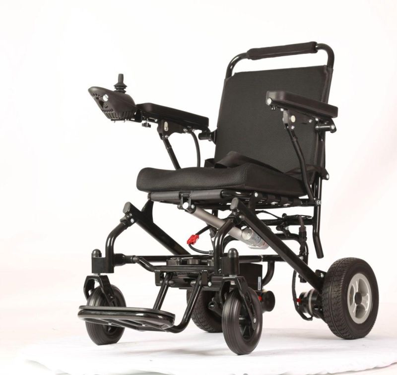 Light Weight Electric Wheelchair Two Step Quick Folding Aluminum Chair Frame with Electromagnetic Brake
