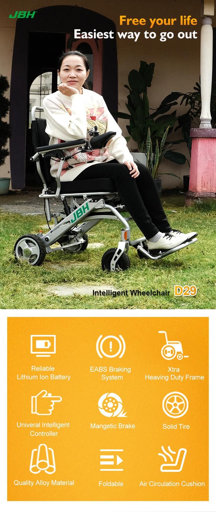 CE Approved Elderly and Disabled Easy Operation Lightweight Folding Electric Wheelchair