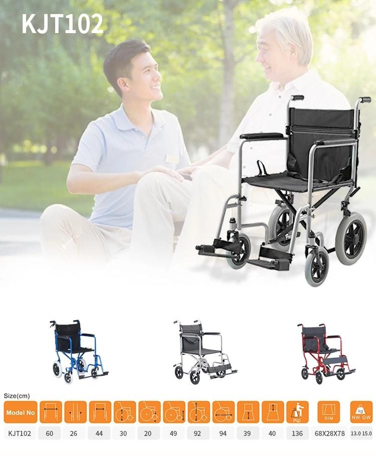 Aluminum Lightweight Single Cross Bar Manual Wheelchair with Footrest