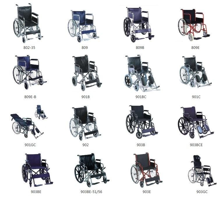 Elderly Disabled Medical Manual Aluminum Steel Transfer Transport Fold Commode Wheelchair