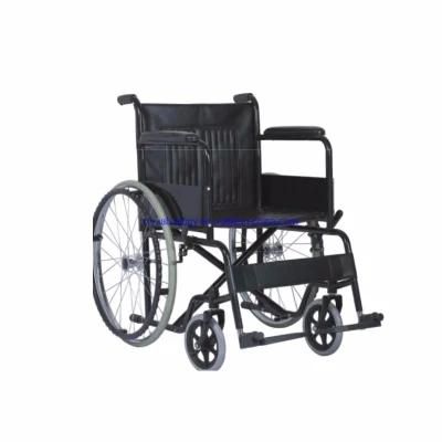 Chrome Coated Steel Foldable Wheelchair with Footplate for Elderly - Rehabilitation Supply