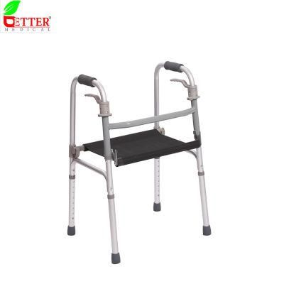 Two Paddle Folding Light Weight Aluminum Walker with Walker Seat