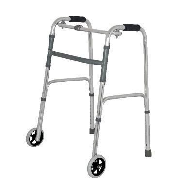 Two Wheels Lightweight Adult Walking Aid Folding Aluminum Rollator Walker for Disabled