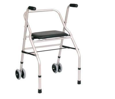 Old People Front Wheel Mobility Walkers with Seat for Disabled Orthopedic Walking Aid with Seat Aluminum Walker