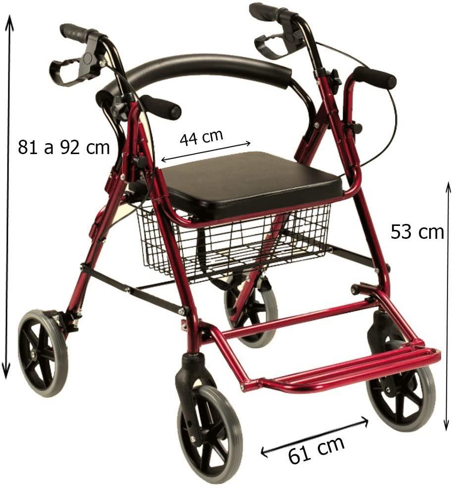Rollator Walker Four Wheel Multifunctional Outing Assistance Chair Disabled Scooter Red Blue