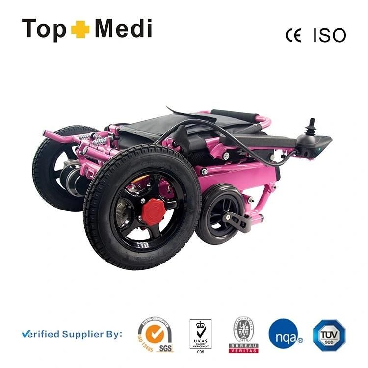 Pink Physical Therapy Supplies Foldable Lightweight Cheapest Electric Wheelchair