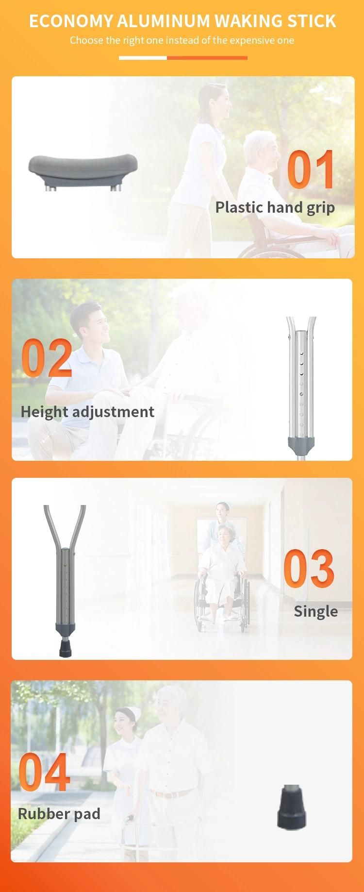 Medical Non-Slip Underarm Adjustable Height Grey Color Walking Stick for Elder Aluminum Lightweight Easy Carry portable Cane Weight Capacity 100kgs