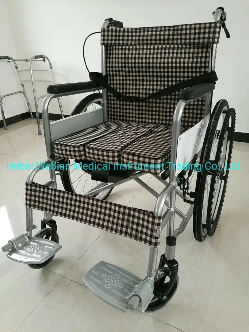 Steel Pipe Powder Coating Manual Wheelchair with Commode Function