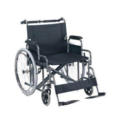 Topmedi Wheelchair Overweight Steel Wheelchair with Powder Coating Steel Frame