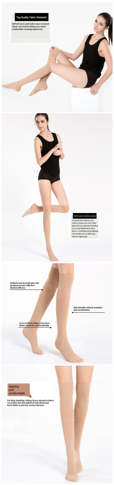 Medical Close Toe Knee High 34-46mmhg Varicose Vein Compression Stockings