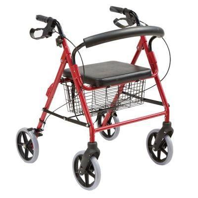 Customized Colour Height Adjustable Aluminium Rollator Walker with Handle and Brakes